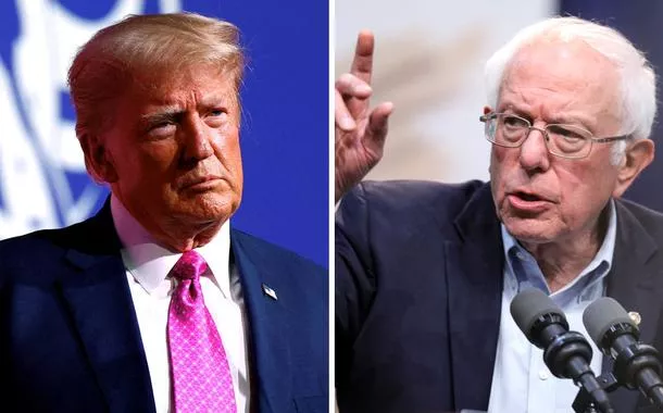 Donald Trump (à esq.) e Bernie Sanders