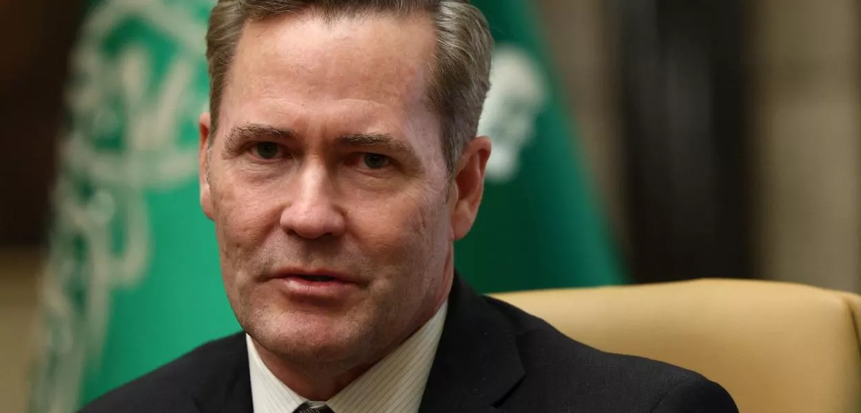 Conselheiro de segurança nacional dos EUA, Mike Waltz, durante entrevista em Riad, na Arábia Saudita
18/02/2025
