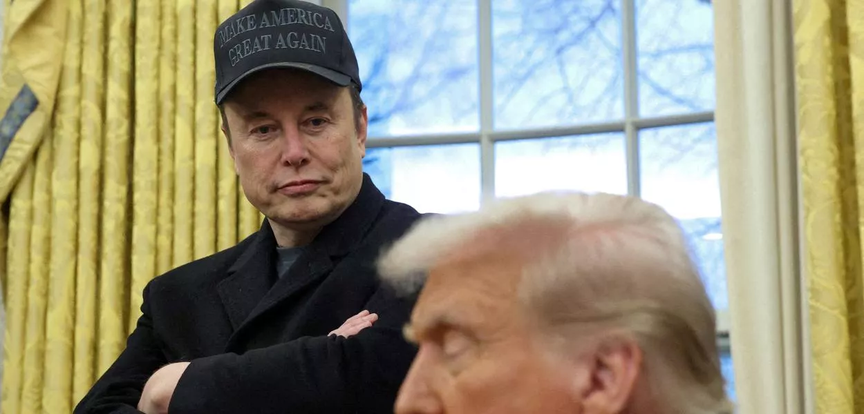 Bilionário Elon Musk e presidente dos EUA, Donald Trump, na Casa Branca, em Washington