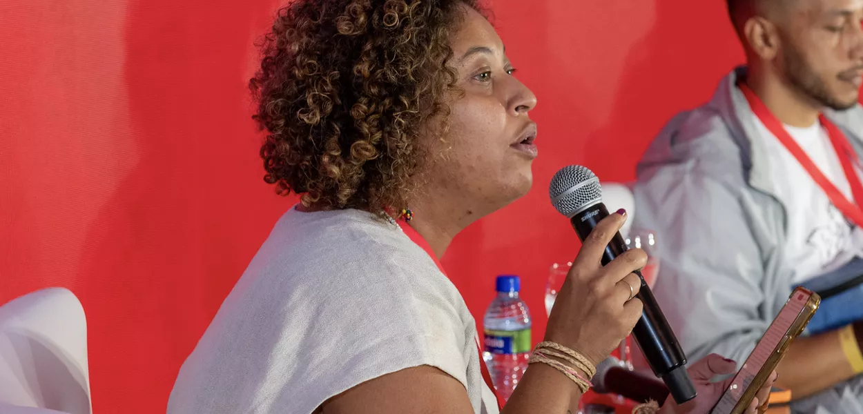 Integrante da Plataforma Brasileira de Política de Drogas, Nathalia Oliveira fala no painel "O Combate ao Racismo e ao Encarceramento em Massa", durante o evento "A Política Nacional sobre Drogas: Um Novo Paradigma", realizado pelo Brasil 247, TV 247 e Consultor Jurídico, com apoio do grupo Prerrogativas - Brasília (DF) - 18/02/2025