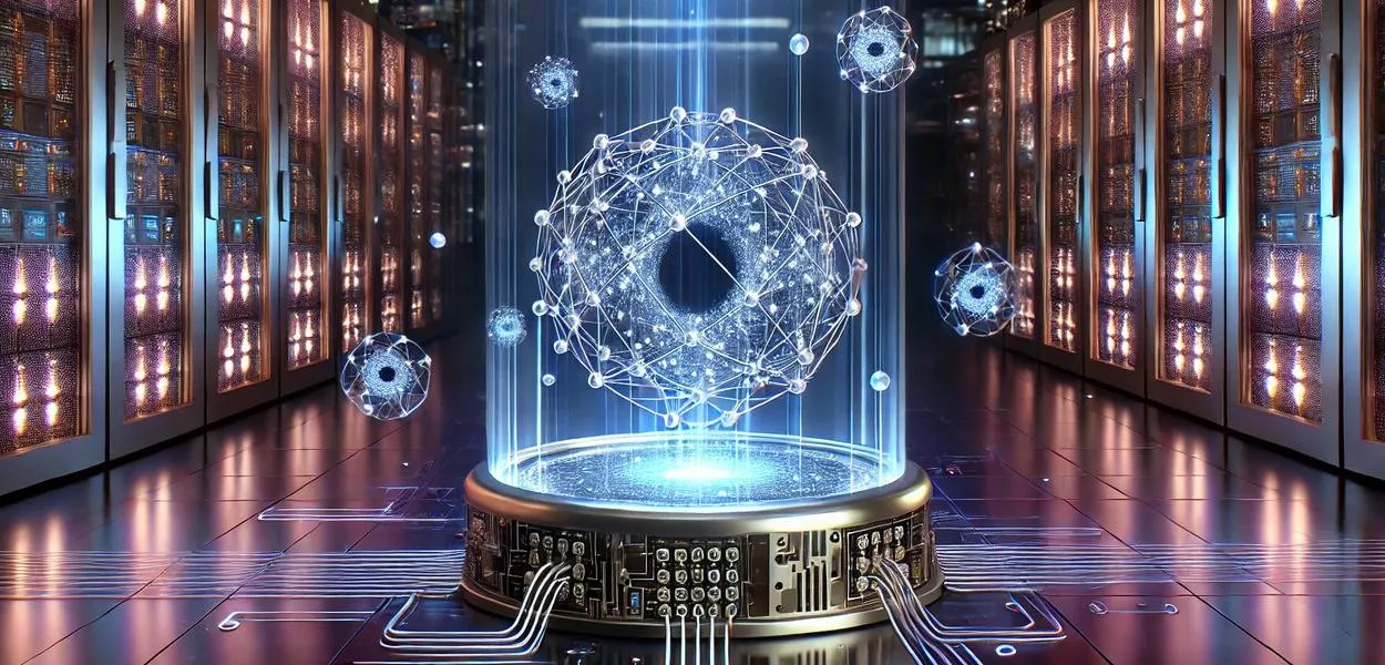 Representação de um supercomputador quântico futurista