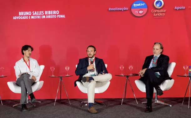 Advogado e mestre em Direito Penal, Bruno Salles Ribeiro fala no painel "A Implementação da Decisão do Supremo Tribunal Federal pelo Sistema de Justiça", durante o evento "A Política Nacional sobre Drogas: Um Novo Paradigma", realizado pelo Brasil 247, TV 247 e Consultor Jurídico, com apoio do grupo Prerrogativas - Brasília (DF) - 18/02/2025