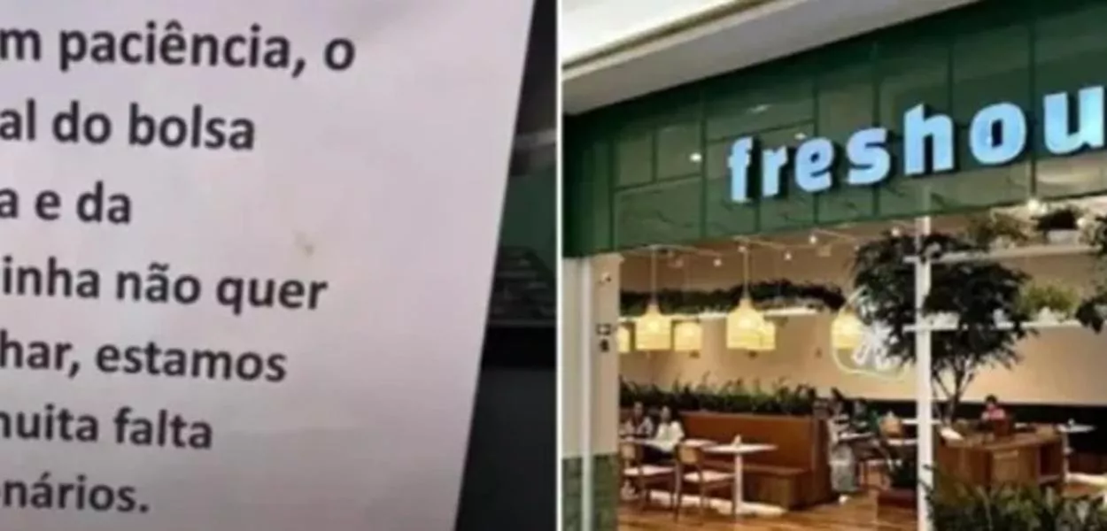 Bilhete atribuído a restaurante em SP