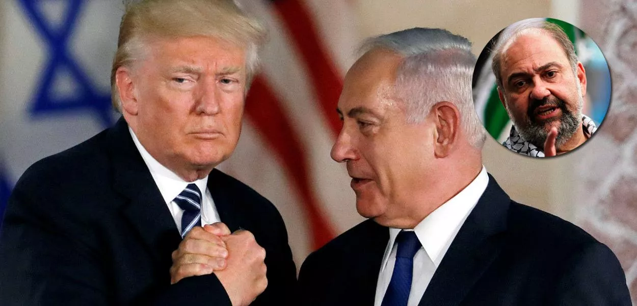Donald Trump, Benjamin Netanyahu e Lejeune Mirhan