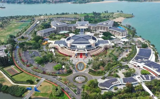 Foto aérea da sede do 'Fórum Boao para a Ásia' na província de Hainan, localizada no sul da China