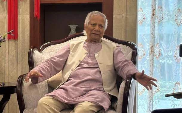 Muhammad Yunus, conselheiro-chefe do governo interino de Bangladesh e vencedor do prêmio Nobel da Paz, em entrevista a veículos do Sul Global em Boao, Hainan, China