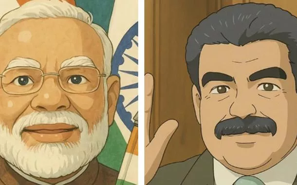 Narendra Modi (à esq.) e Nicolás Maduro