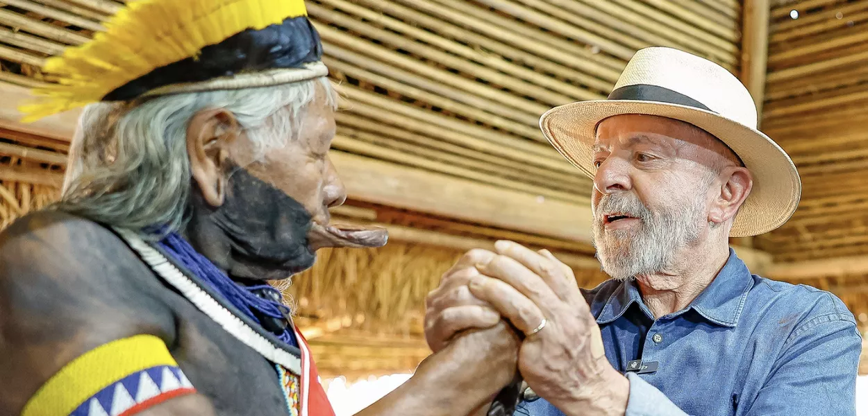 Cacique Raoni e Lula - Aldeia Piaraçu, Terra Indígena Capoto/Jarina (MT) - 04.04.2025