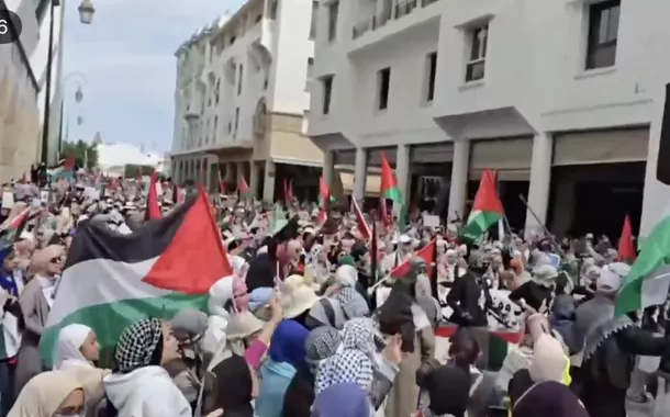Protesto pró-Palestina em Rabat, Marrocos