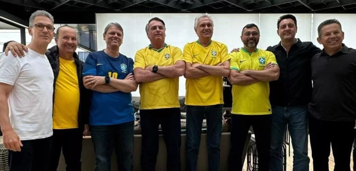 Romeu Zema, Jorginho Mello, Tarcísio de Freitas, Jair Bolsonaro, Ronaldo Caiado, Wilson Lima, Ratinho Jr. e Mauro Mendes