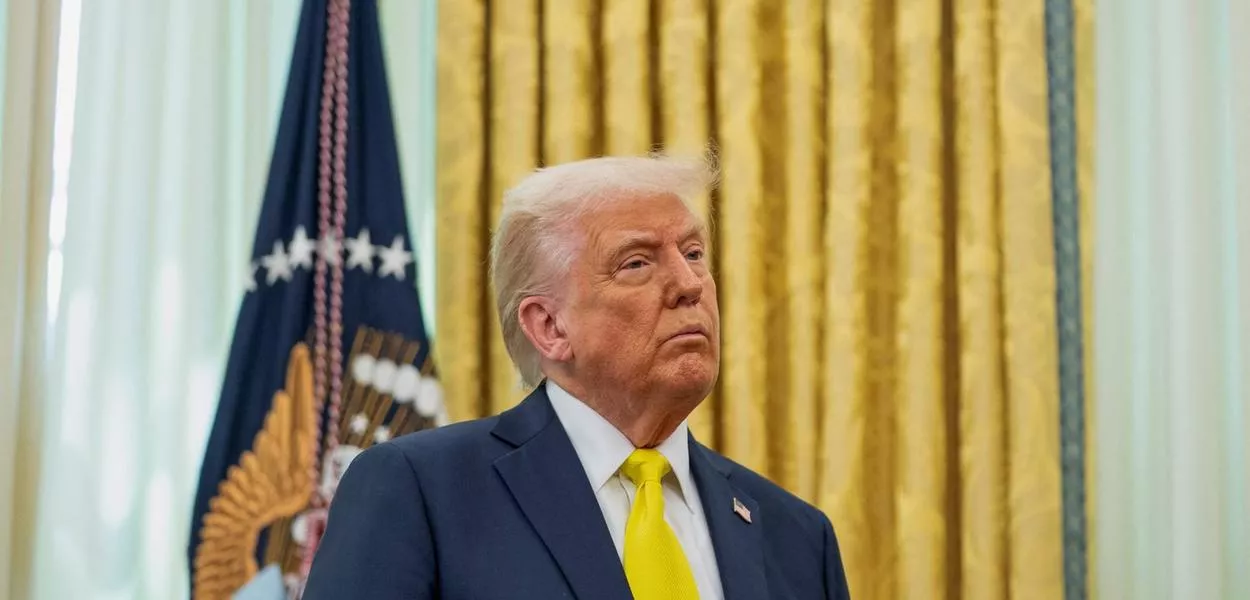 Presidente dos Estados Unidos Donald Trump na Casa Branca, em Washington, nos EUA - 18/04/2025