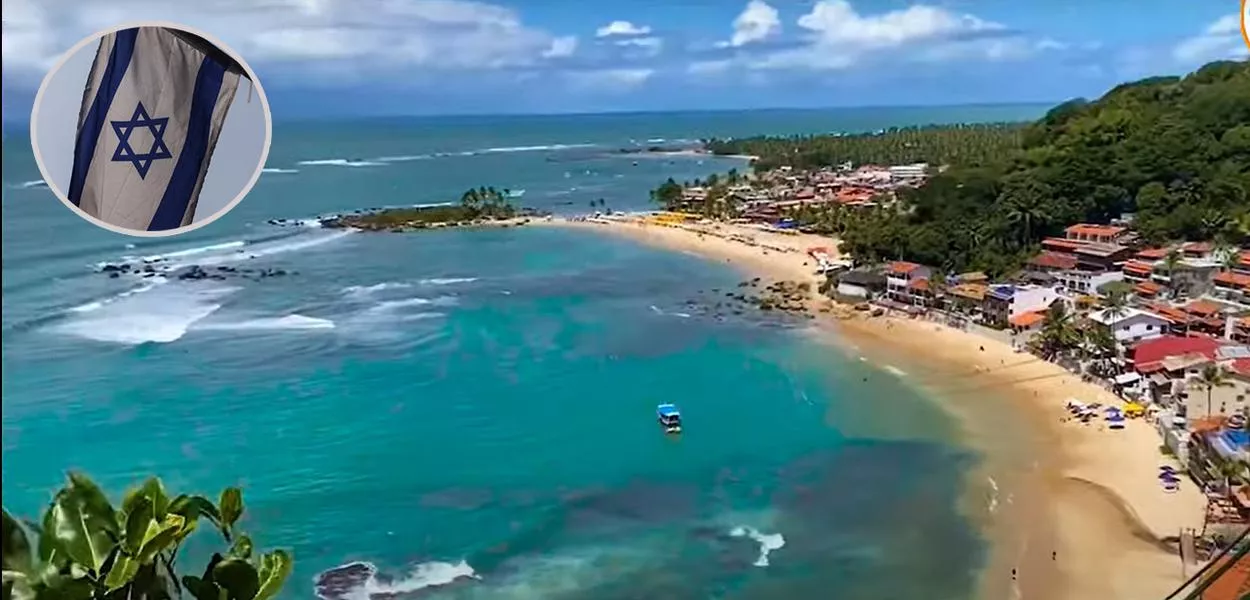 Bandeira de Israel e o Morro de São Paulo (BA)