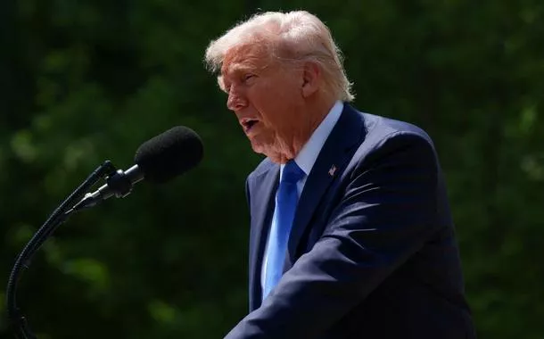Presidente dos Estados Unidos, Donald Trump, durante discurso no Rose Garden na Casa Branca, em Washington, D.C. 