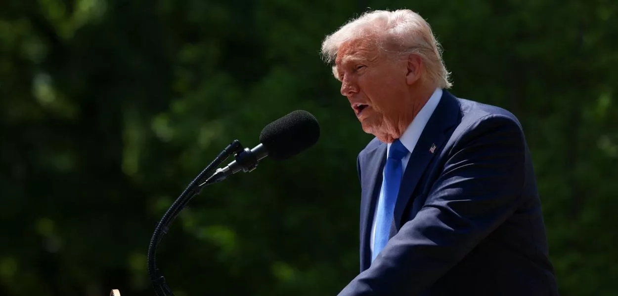Presidente dos Estados Unidos, Donald Trump, durante discurso no Rose Garden na Casa Branca, em Washington, D.C.
