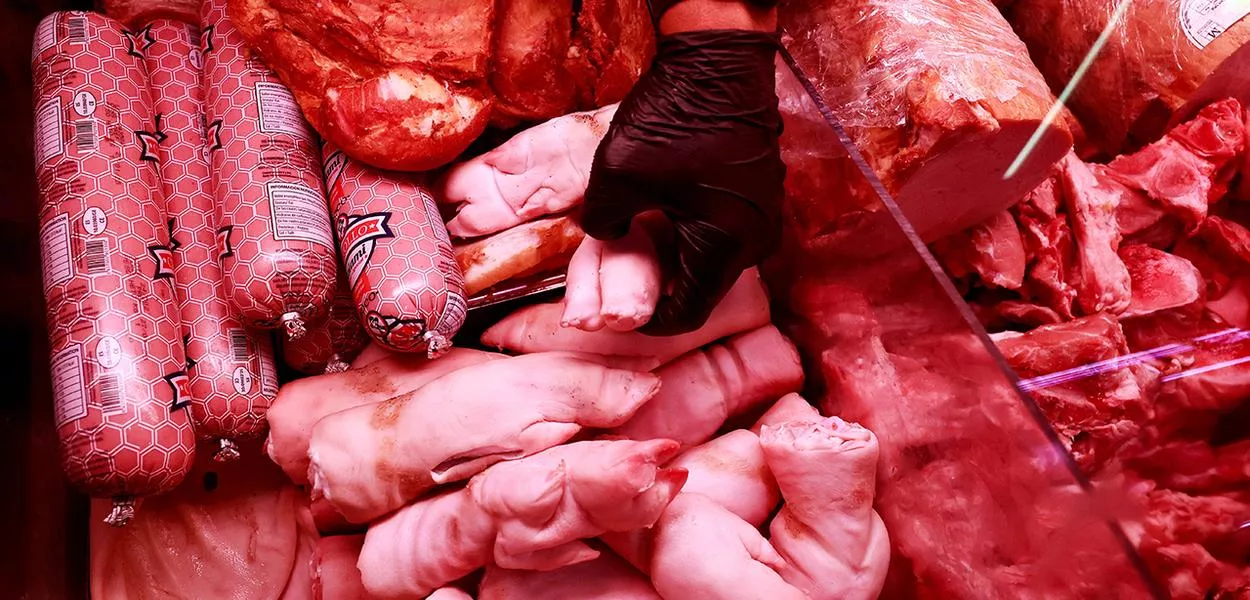 Carne de porco em mercado