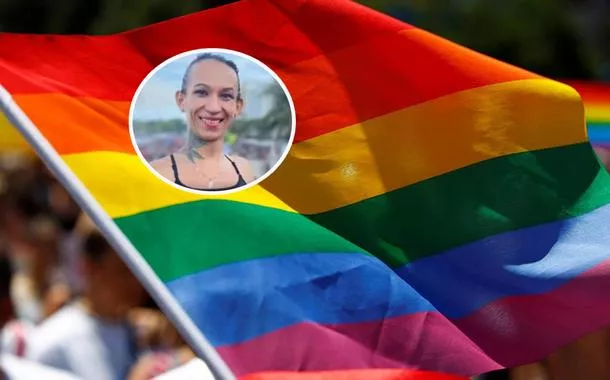 Dannelly Rocha e uma bandeira LGBT