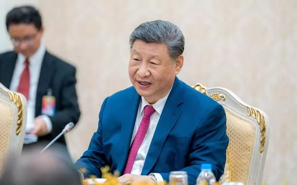 Presidente da China, Xi Jinping, em Phnom Penh, no Camboja - 17/04/2025