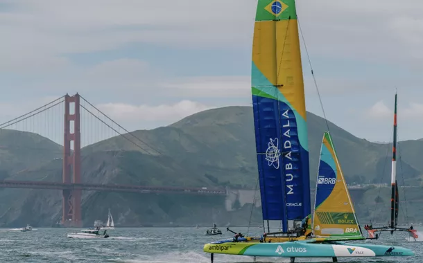Equipe Mubadala Brazil durante etapa do SailGP em São Francisco, nos EUA