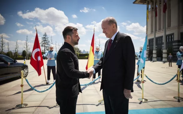 Erdogan recebe Zelenskiy no Palácio Presidencial em Ancara, Turquia, em 15 de maio de 2025