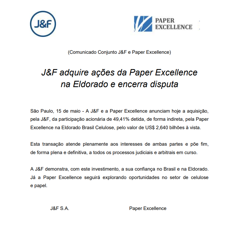 JF Paper Comunicado Eldorado Celulose
