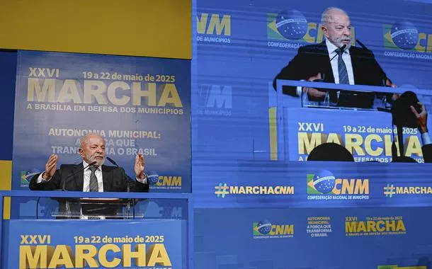 Presidente da República, Luiz Inácio Lula da Silva, durante a abertura da XXVI Marcha a Brasília em defesa dos Municípios (CNM), no Centro Internacional de Convenções do Brasil (CICB)