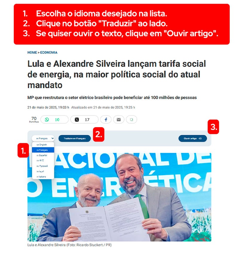 Como traduzir automaticamente o conteúdo do Brasil 247