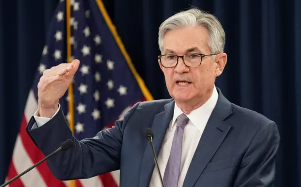 O presidente do Federal Reserve dos EUA, Jerome Powell, durante uma entrevista coletiva em Washington, EUA