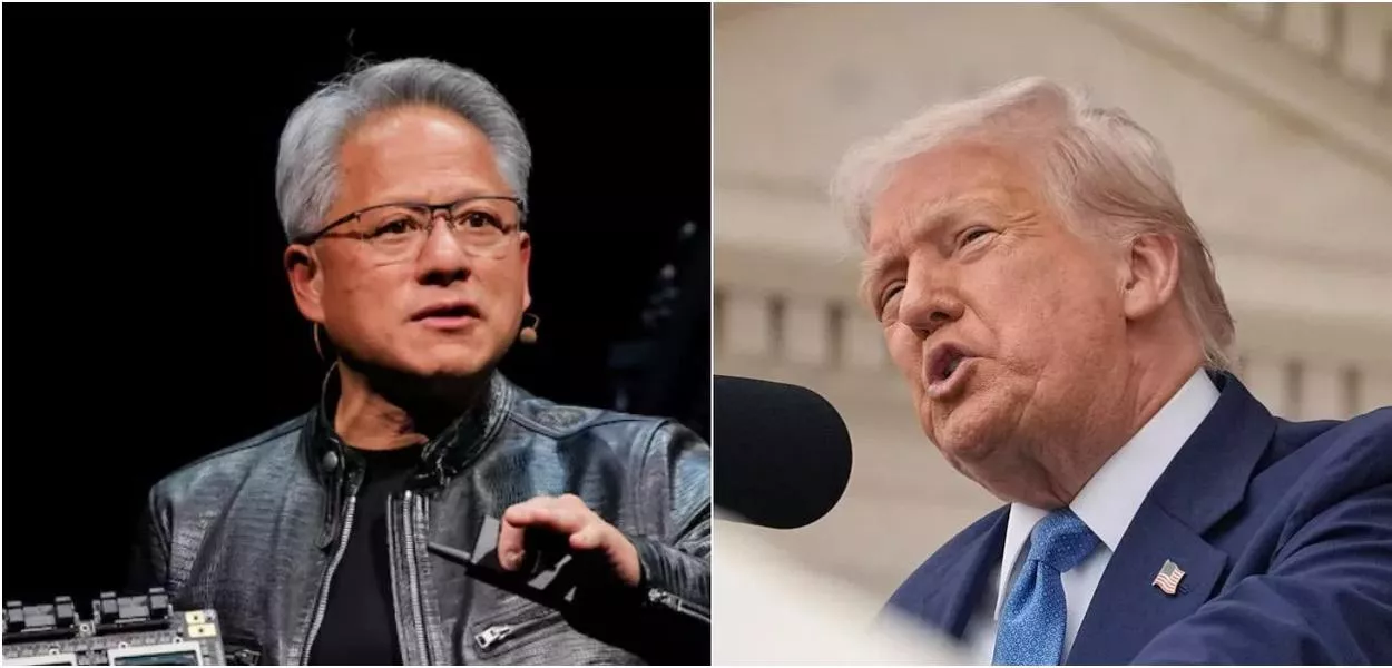 Jensen Huang, CEO da Nvidia, e Donald Trump, presidente dos EUA