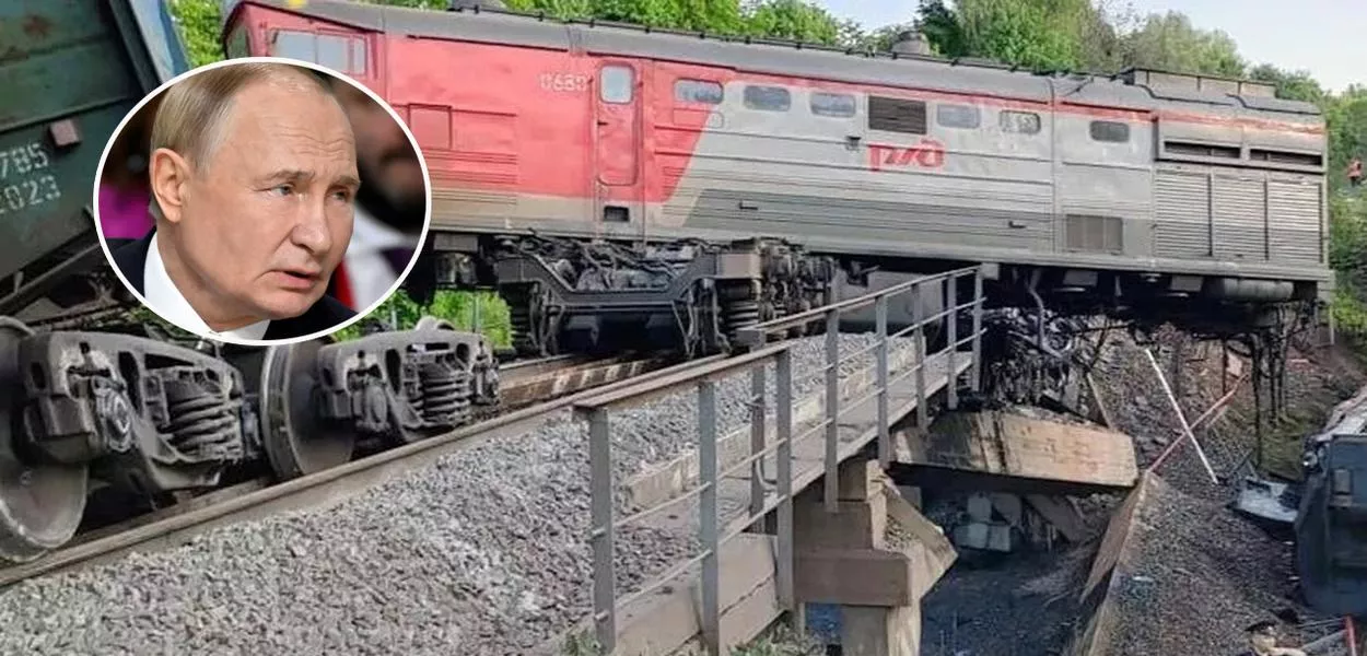 Uma ferrovia e o presidente russo, Vladimir Putin