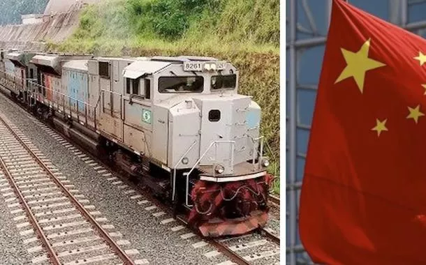 Ferrovia e a bandeira da China