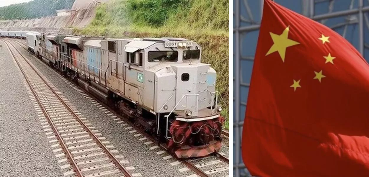 Ferrovia e a bandeira da China