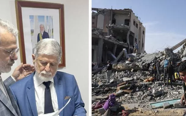 Ualid Rabah entrega ofício da Fepal nas mãos do ministro Celso Amorim