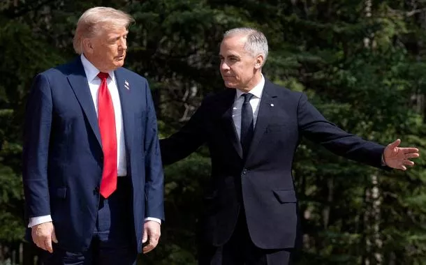 Presidente dos EUA, Donald Trump, e primeiro-ministro canadense, Mark Carney, durante encontro do G7, em Kananaskis, Alberta, Canadá
16/06/2025
