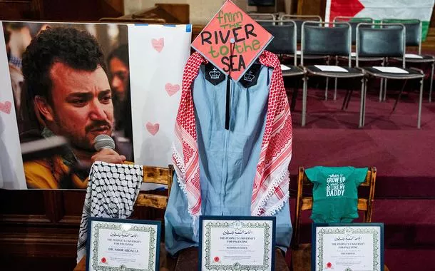 Homenagem a Mahmoud Khalil em Nova York
 