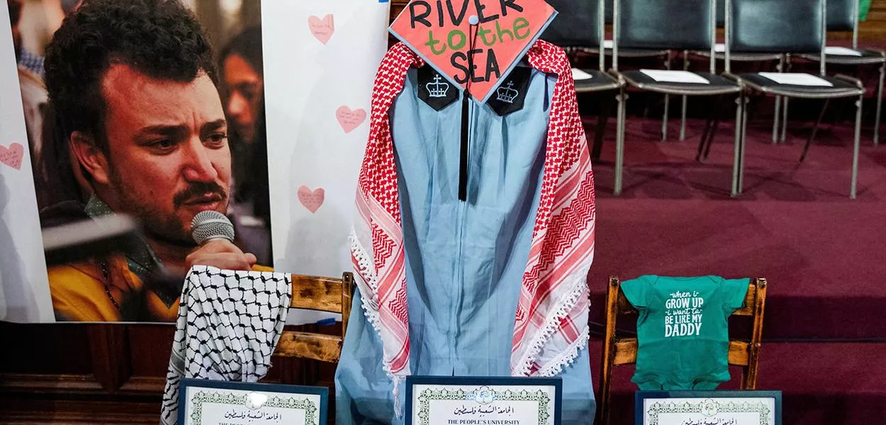 Homenagem a Mahmoud Khalil em Nova York
 