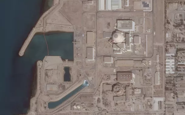 Imagem de satélite mostra a Usina Nuclear de Bushehr, na província de Bushehr, Irã, em 26 de maio de 2025