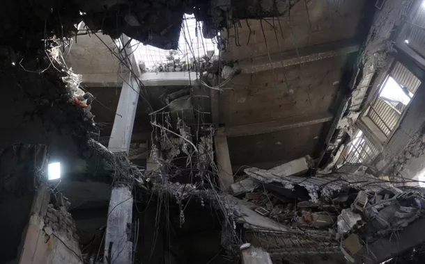Impacto de um ataque israelense à prisão de Evin, ocorrido em 23 de junho, após o cessar-fogo entre Israel e o Irã, em Teerã, Irã, 29 de junho de 2025