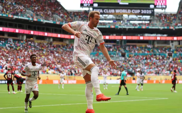 Futebol - Copa do Mundo de Clubes da FIFA - Oitavas de final - Flamengo x Bayern de Munique - Hard Rock Stadium, Miami Gardens, Flórida, EUA - 29 de junho de 2025 Harry Kane, do Bayern de Munique, comemora seu segundo gol