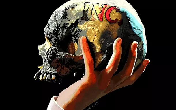 Assassinato no Banco – Murder in the Bank – arte de Mr. Fish