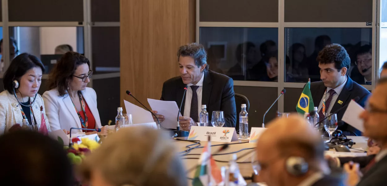 Fernando Haddad e Gabriel Galípolo na reunião de autoridades financeiras dos BRICS