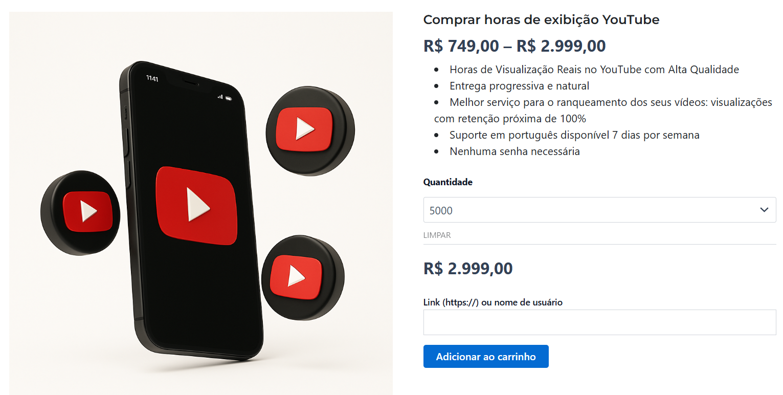 Melhores sites para Comprar Horas de Exibição no YouTube (4000 Horas)