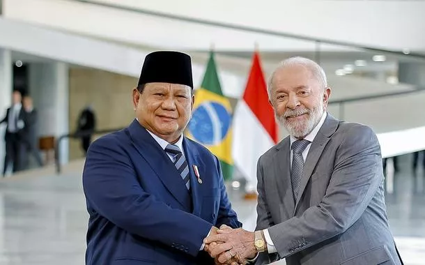 Presidente da República da Indonésia, Prabowo Subianto e o Presidente da República, Luiz Inácio Lula da Silva, durante a cerimônia oficial de chegada,, no Palácio do Planalto. Brasília - DF - 09/07/2025