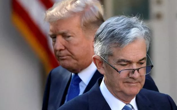 Presidente dos EUA, Donald Trump, e o chair do Federal Reserve, Jerome Powell 