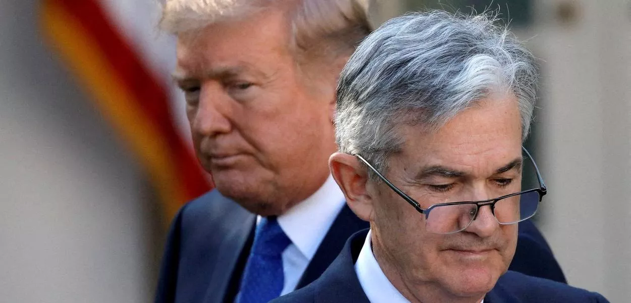 Presidente dos EUA, Donald Trump, e o chair do Federal Reserve, Jerome Powell 