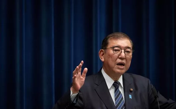 Primeiro-ministro do Japão, Shigeru Ishiba. durante entrevista coletiva em Tóquio
