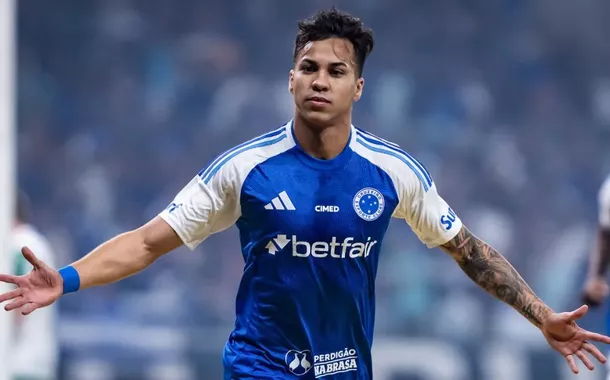O atacante Kaio Jorge comemora gol no Mineirão, em Belo Horizonte 