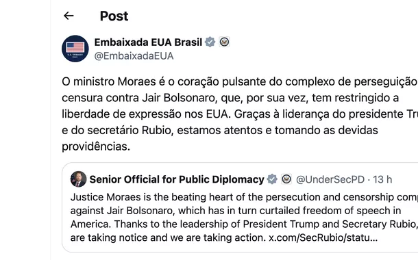 Postagem da Embaixada dos EUA