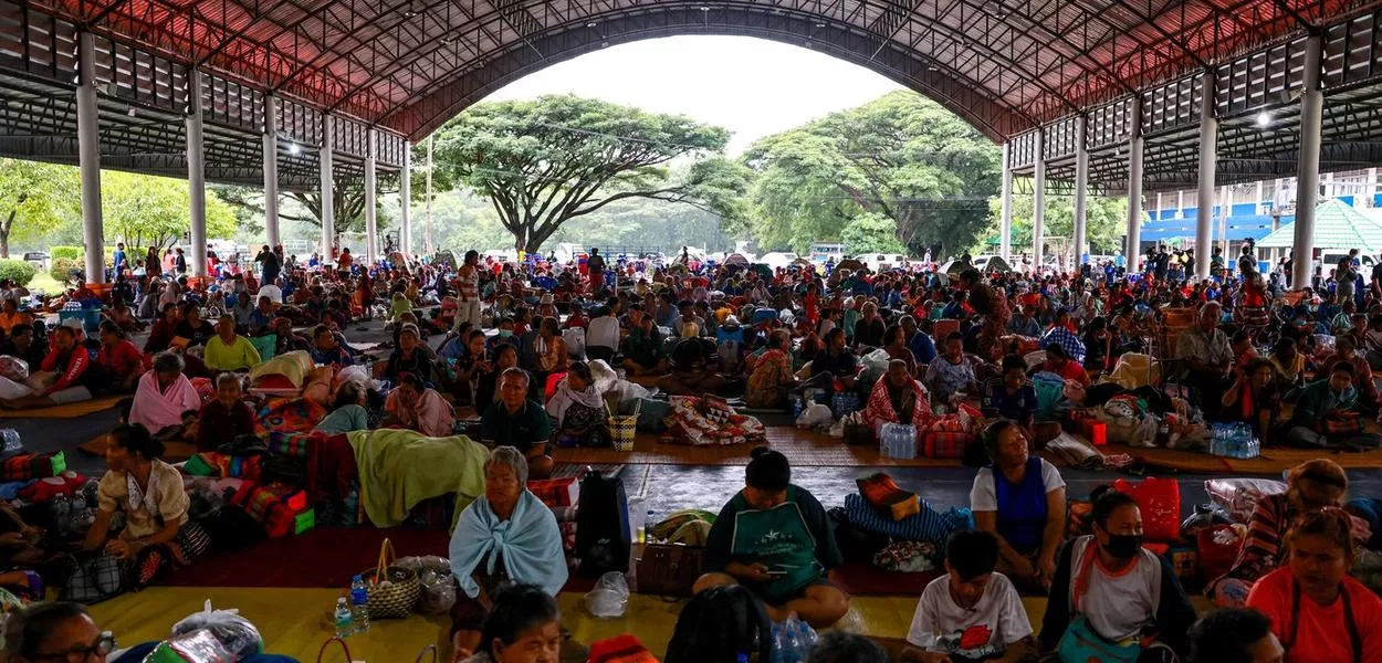 Abrigo temporário na província de Sisaket na Tailândia - 26/07/2025