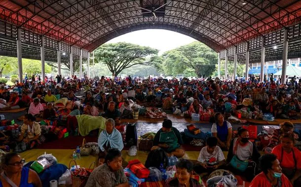 Abrigo temporário na província de Sisaket na Tailândia - 26/07/2025