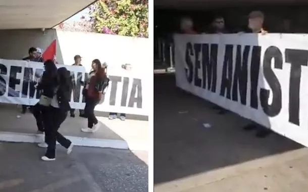 Ato contra a anistia para golpistas e contra o tarifaço de 50% lançado pelo presidente norte-americano, Donald Trump, contra o Brasil